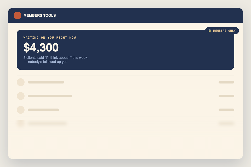 Home dashboard showing stalled leads and their total value